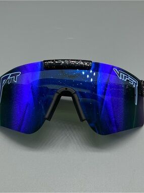 Pit Viper Blue Shield Sunglasses with Black Accents